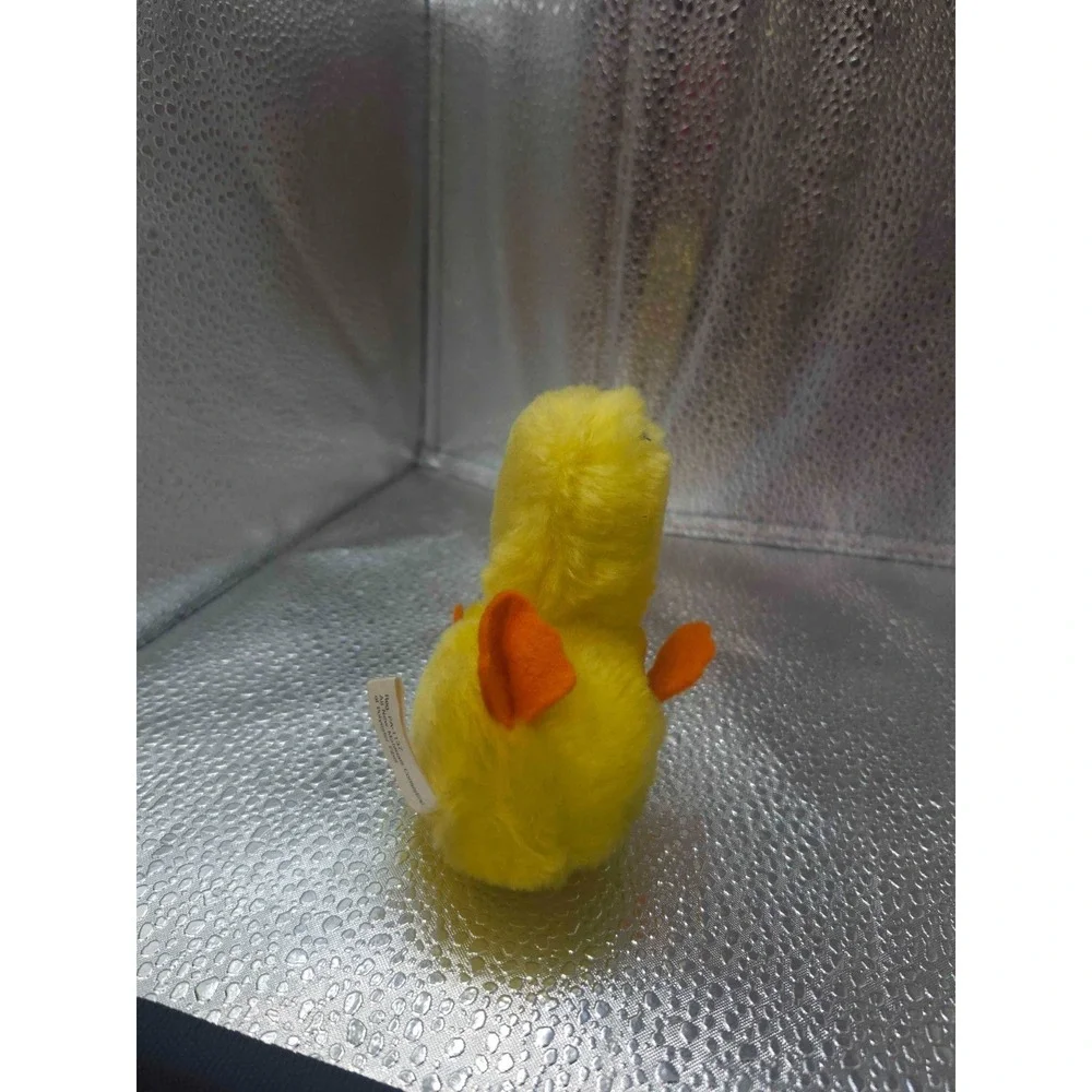 Vintage Gibson Greeting Cards Yellow Chenille Easter Chick Plush Toy Korea